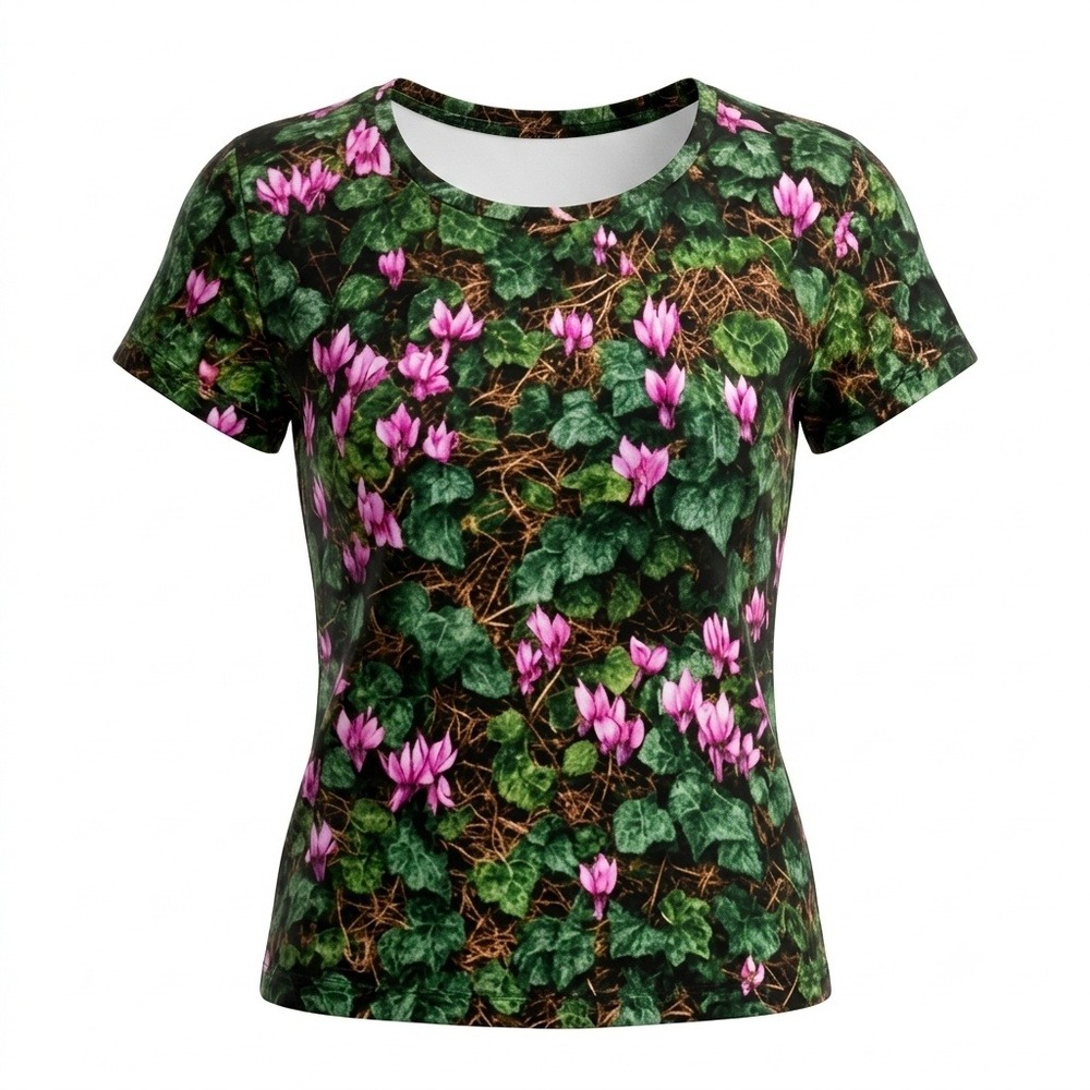 Agnes b. Paris Floral Print T-Shirt Cyclamen Viscose St Top FR 2 US S Mint